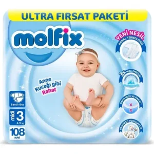 پوشک چسبی مولفیکس سایز 3 بسته 108 عددی molfix