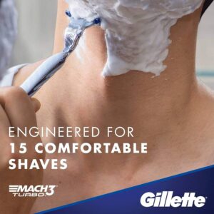 ست دسته و یدک ژیلت Gillette سه لبه مدل Mach 3 Turbo بسته 6 عددی